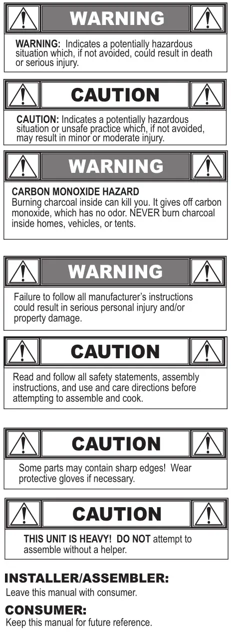 Char-Broil 12201570 - Warnings & Cautions 1