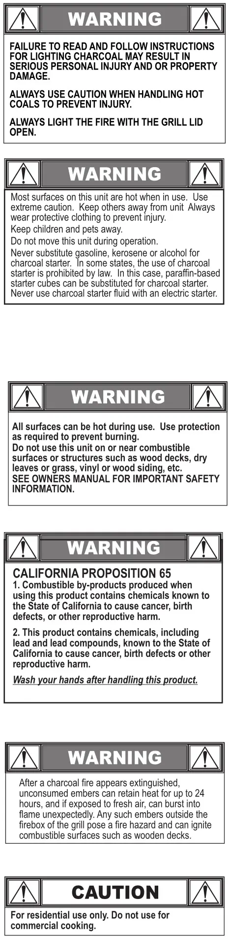 Char-Broil 12201570 - Warnings & Cautions 2