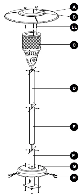 Hiland NG-HB Tall Natural G Patio Heater fig 1