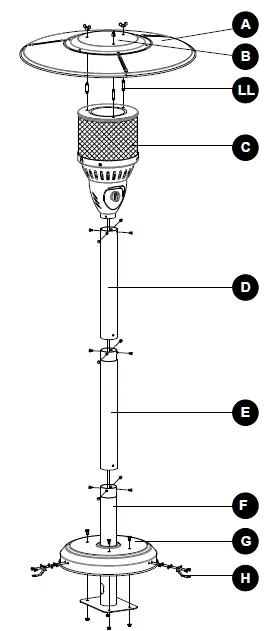 Hiland NG-HB Tall Natural G Patio Heater fig 21