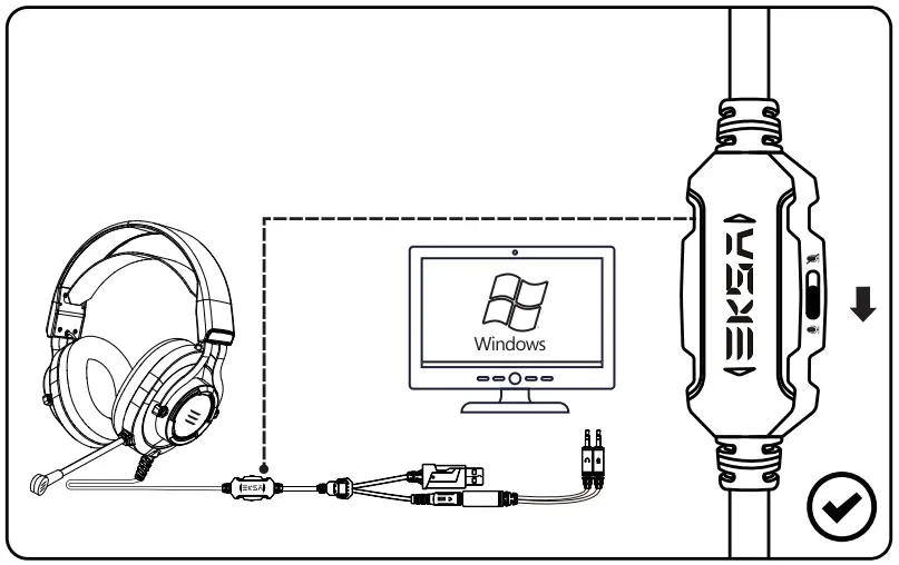 EKSA E3000 Wired Gaming Headset - on PC