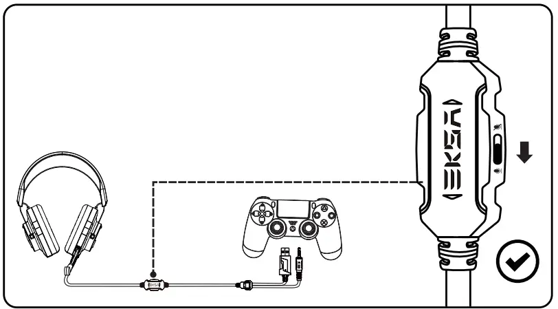 EKSA E3000 Wired Gaming Headset - turned on