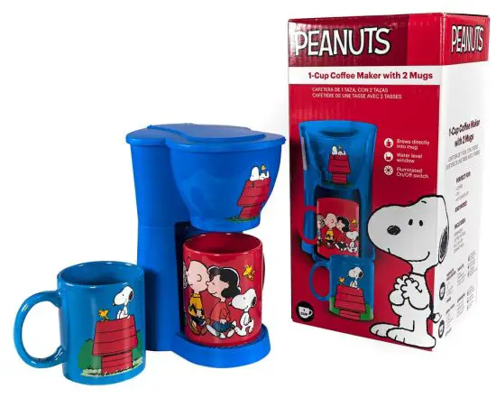 PEANUTS CM2-PEA-SN1 Single Cup Coffee Maker with 2 Mugs