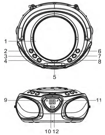 auna US 10029813 Boombox with CD - CONTROLS