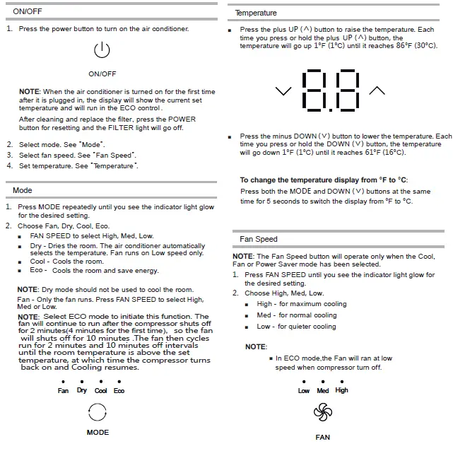 EQK 5000 BTU Electronic Window Air Conditioner FIG 22