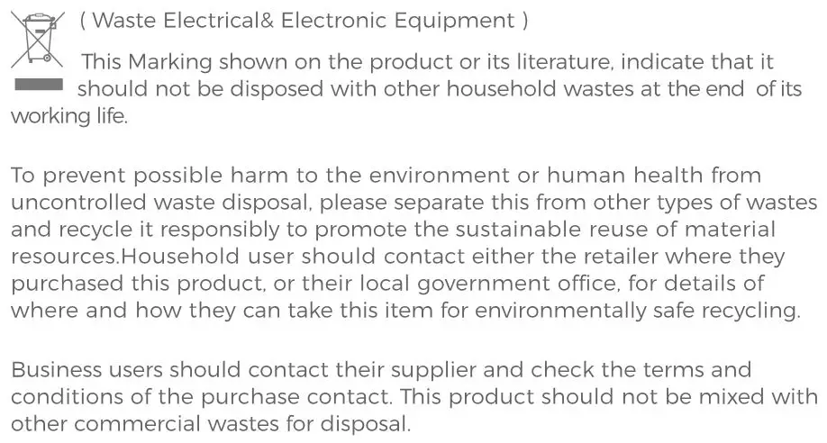 MPOW Flame Lite True Wireless Earbuds - CORRECT DISPOSAL OF THIS PRODUCT