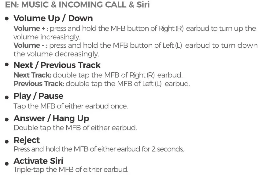 MPOW Flame Lite True Wireless Earbuds - MUSIC & INCOMINC CALL & Siri