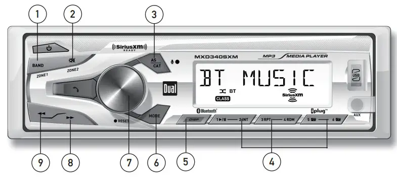 Dual AM FM Stereo Radio Bluetooth SiriusXM