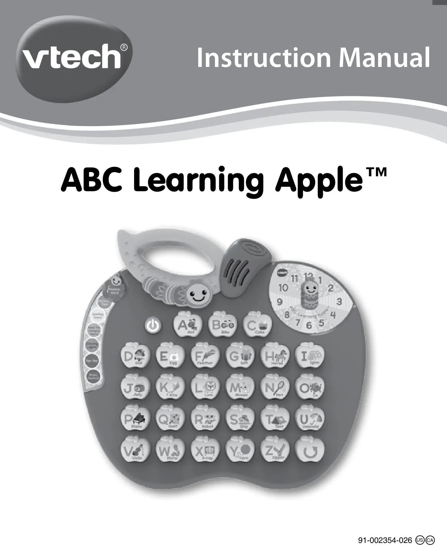 vtech 80-139060 ABC Learning Apple Interactive Alphabet and Phonics Toy Instruction Manual
