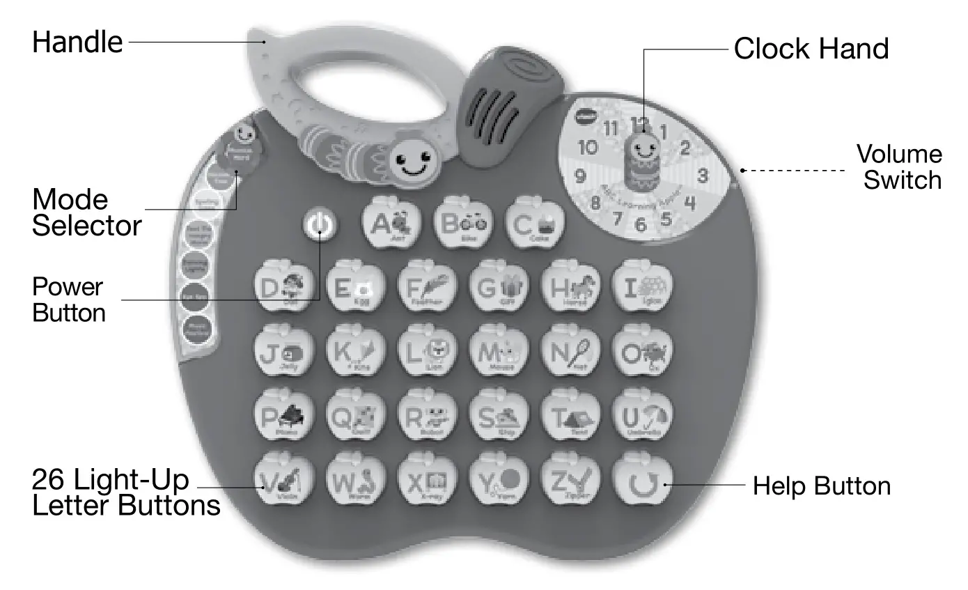 vtech 80-139060 ABC Learning Apple Interactive Alphabet and Phonics Toy - overview