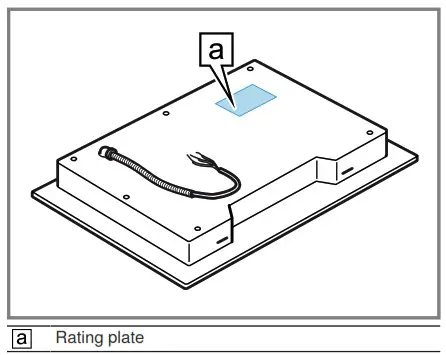 BOSCH 500 Series NET8069SUC Electric Cooktop - Rating plate location