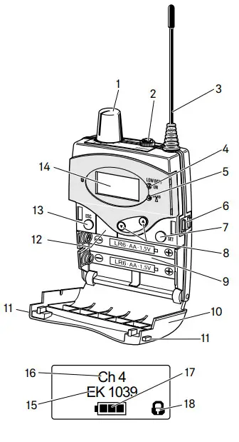 SENNHEISER EK 1039 GW 32 Channel Tourguide Bodypack Receiver