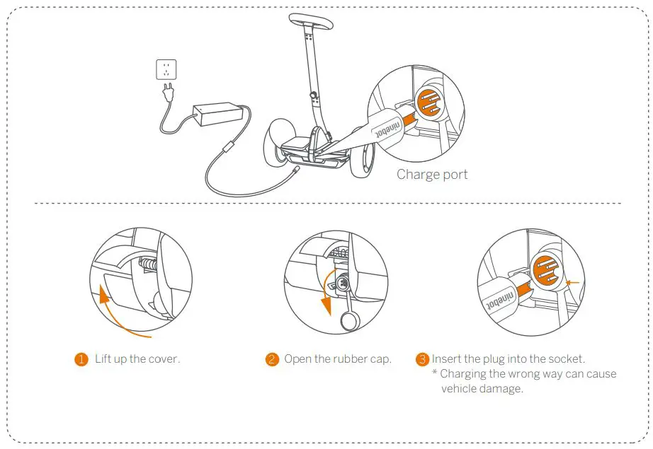 ninebot Electric Scooter with LED Light, Powerful and Portable User Manual - Charging