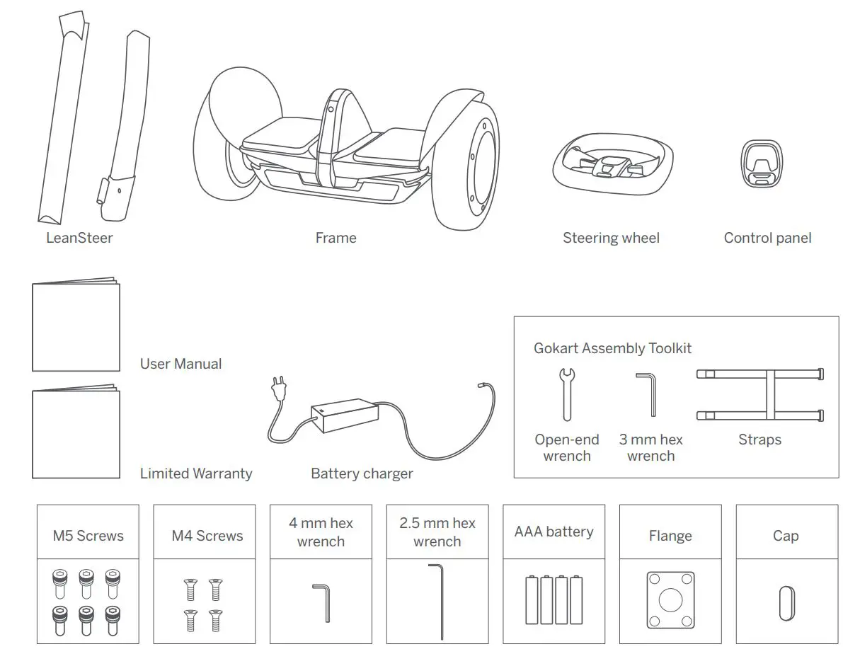 ninebot Electric Scooter with LED Light, Powerful and Portable User Manual - Packing List