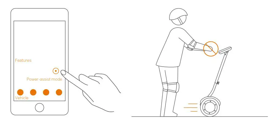 ninebot Electric Scooter with LED Light, Powerful and Portable User Manual - Power-assist Mode