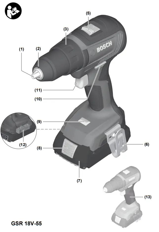 BOSCH GSR 18V 55 Professional Cordless Drill- fig1