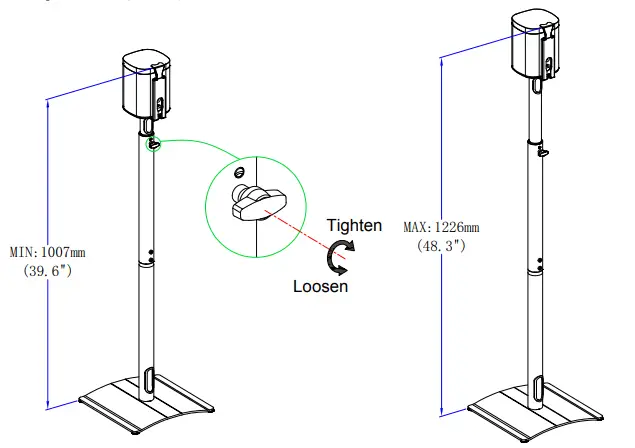 Mounting-Dream-Speaker-Stand=-for-SONOS-ONE-ONE-SL-Play1-Height-Adjustable-FIG-9