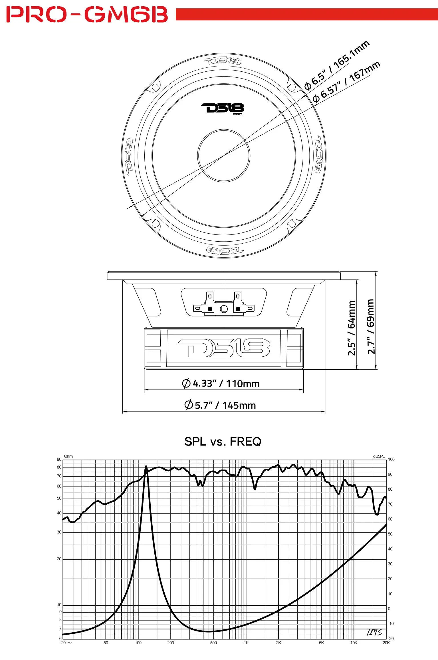 DS18 PRO-GM6B 6.5-Inch Mid-Range Loudspeaker with Bullet - overview