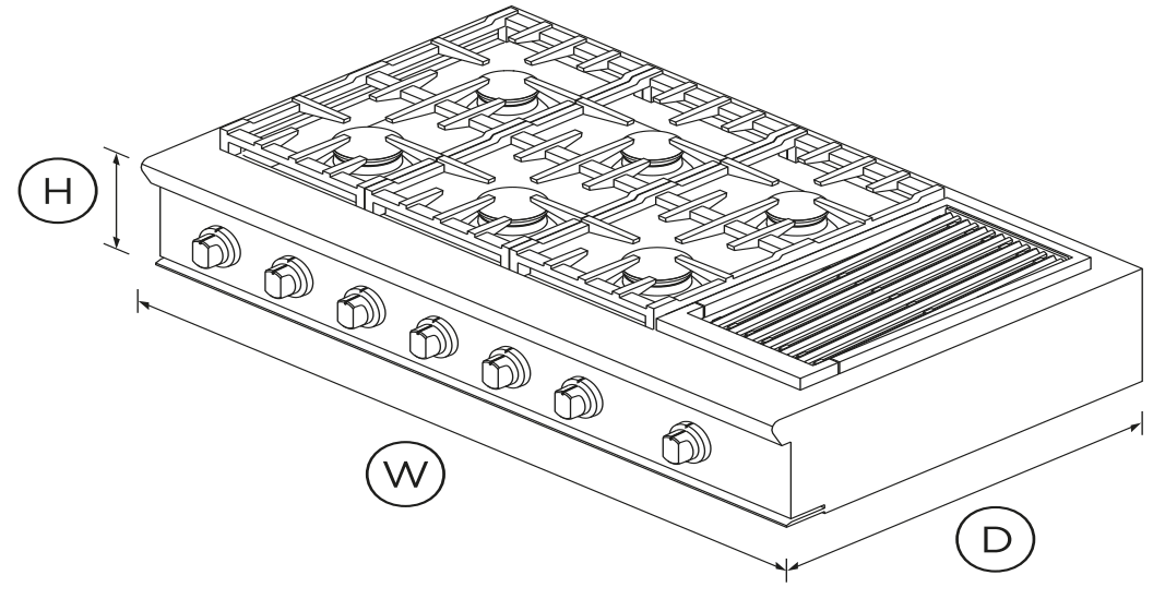 FISHER PAYKEL CPV2 486GLN N 48 Inch Gas Range Top Grill - 1