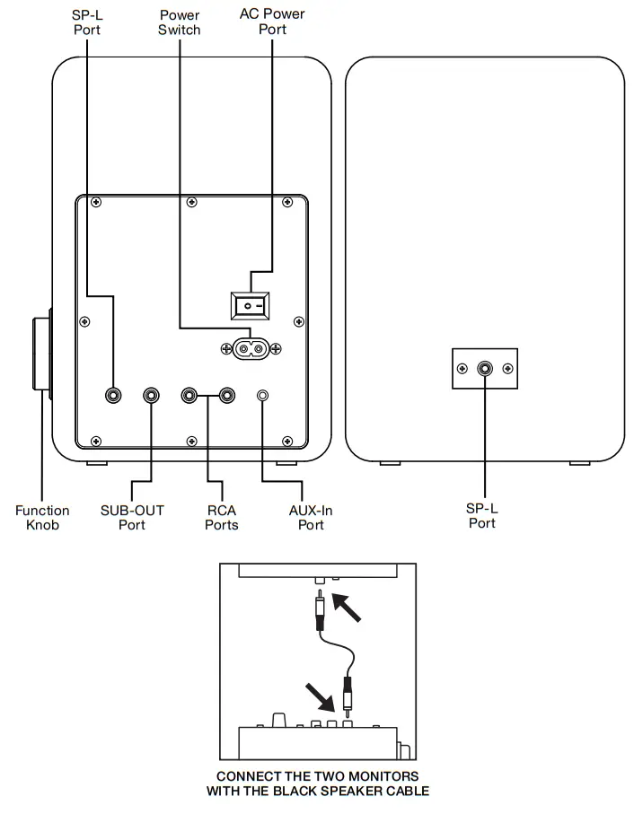 VICTROLA VPM-254 M1 Bookshelf Monitors - Back View