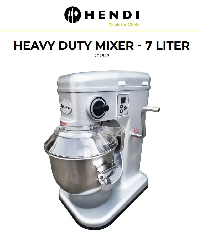 HENDI Heavy Duty Mixer – 7 Liter 222829 User Manual