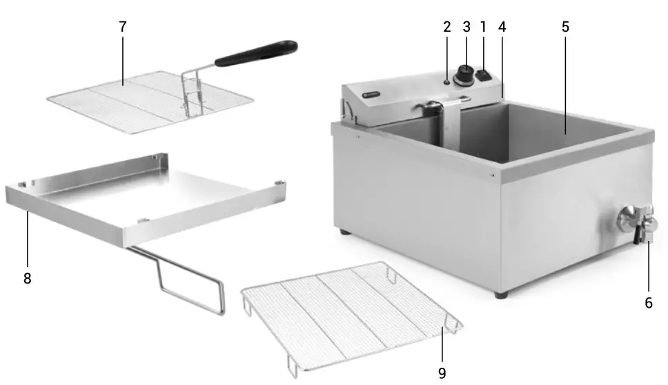 HENDI Donut fryer - Main parts of the appliance