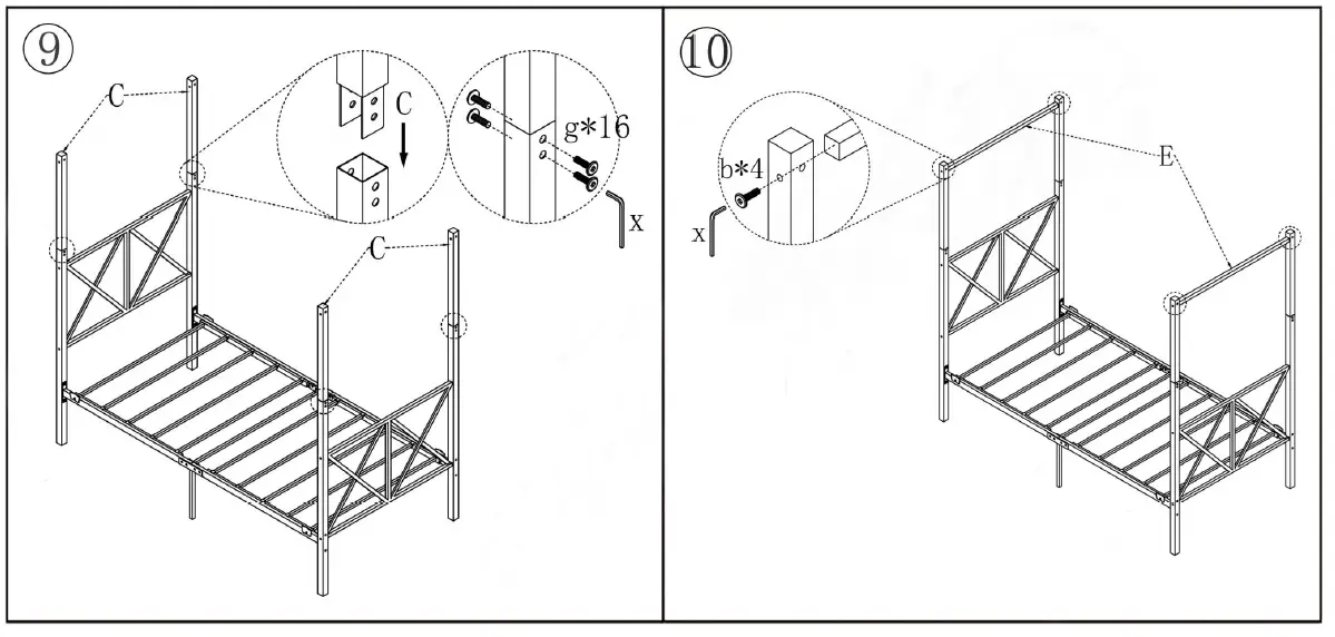 WestSky-747E-BK-Modern-Black-Frame-Meta-Twin-Size-Canopy-Bed-FIG-6