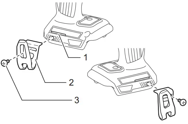 makita XDT15 Cordless Impact - Installing hook