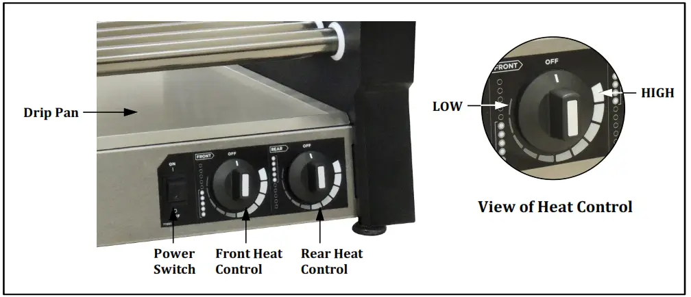 GOLD MEDAL Hot Diggity Pro Series Roller Grills - REAR HEAT CONTROL KNOB