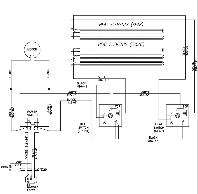 GOLD MEDAL Hot Diggity Pro Series Roller Grills - Wiring Diagram