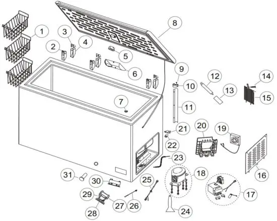 FIG 3 FREEZER COMPONENTS