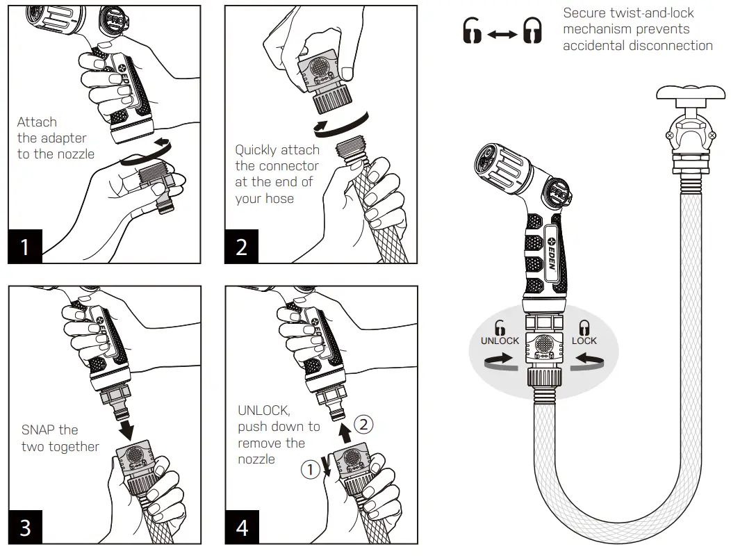EDEN 94827 AMZ Pro Metal Thumb Control 4 Pattern Turbo Nozzle - fig 1