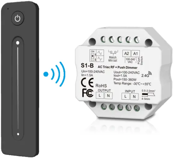 SKYDANCE S1-B+R11 AC Triac RF plus Push Dimmer Kit