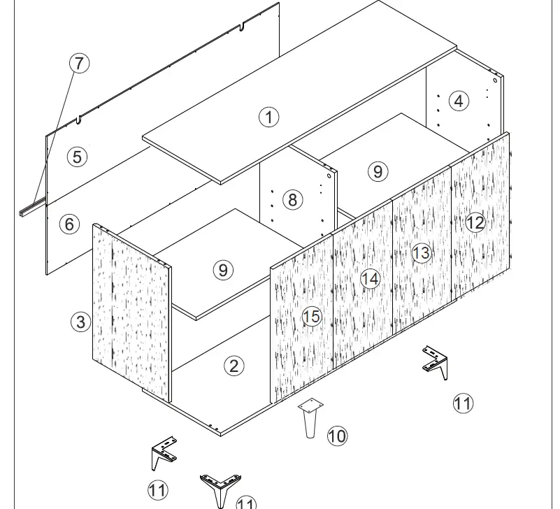 FUFU&GAGA LJY-KF020283-01 4-Door Storage Dining Buffet 2