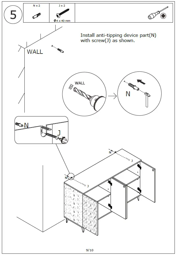 FUFU&GAGA LJY-KF020283-01 4-Door Storage Dining Buffet 7