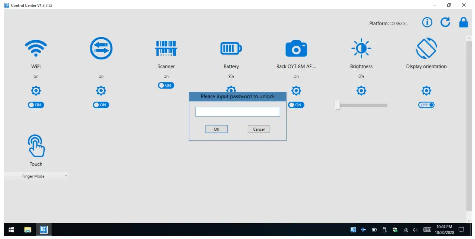 Access to Control Center from the Windows Desktop