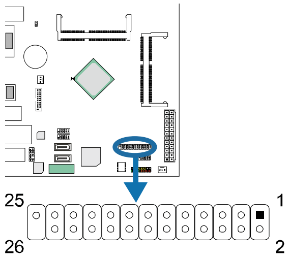 BIOSTAR J3160NH Intel Celeron Motherboard - Printer Port Connector