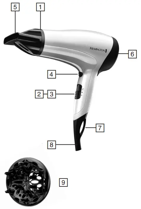 REMINGTON D3015 Power Volume 2000 Dryer -fig