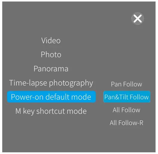 FEIYUTECH Vlog Pocket 2 Foldable Smartphone Gimbal - Shortcut menu