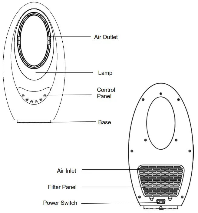 electriQ Bladeless Heater with Ambient Light-DIAGRAM