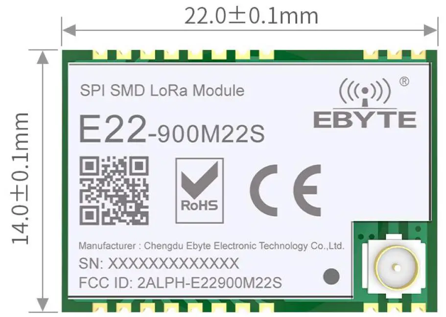 EBYTE E22-900M22S SX1262 868-915MHz SPI SMD LoRa Module fig1
