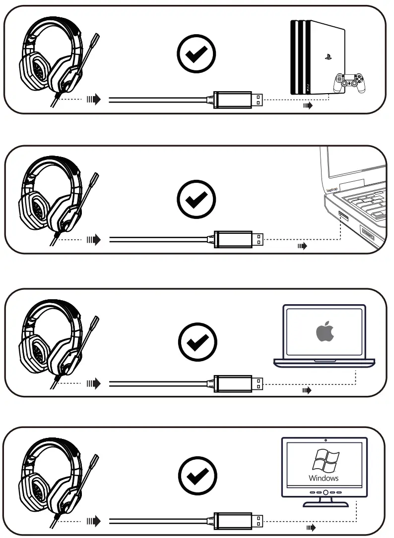 EKSA E1000 USB Gaming Headset - correct position