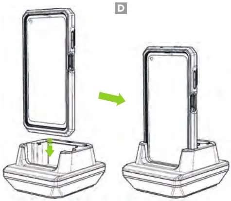 KOAMTAC 933455 SKX SmartSled Charging Cradle - Charging the SKX