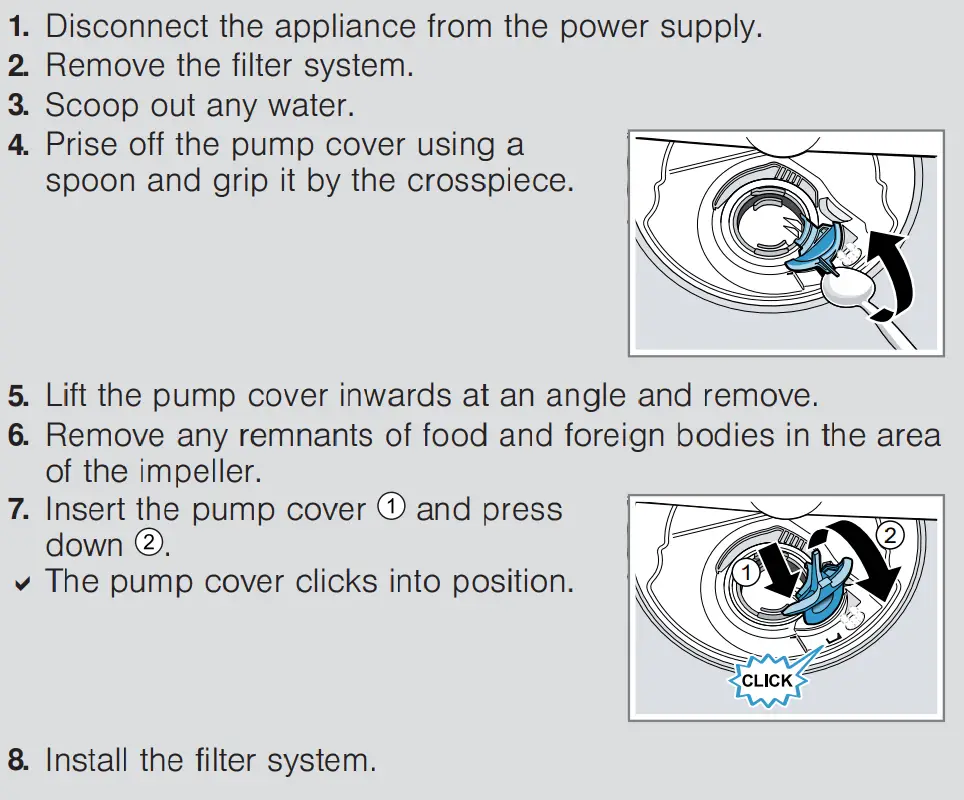 GAGGENAU DF270101 60cm 200 Series Dishwasher User Guide - Clean wastewater pump