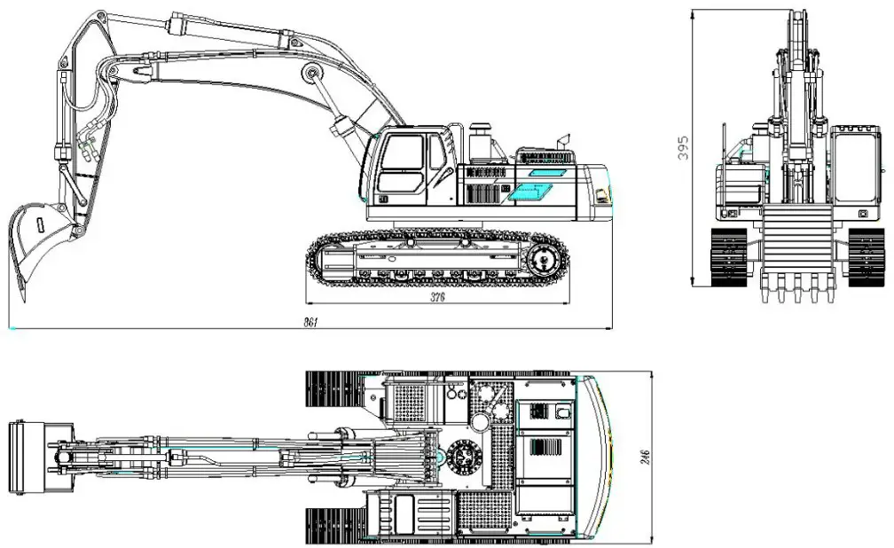 AMEWi 22549 Hydraulic Excavator - DIMENSION