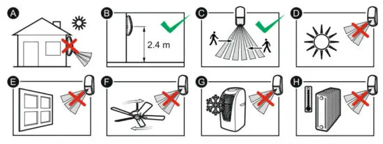 Satel MPD 310 Wireless Passive Infrared Detector - Selecting a mounting location