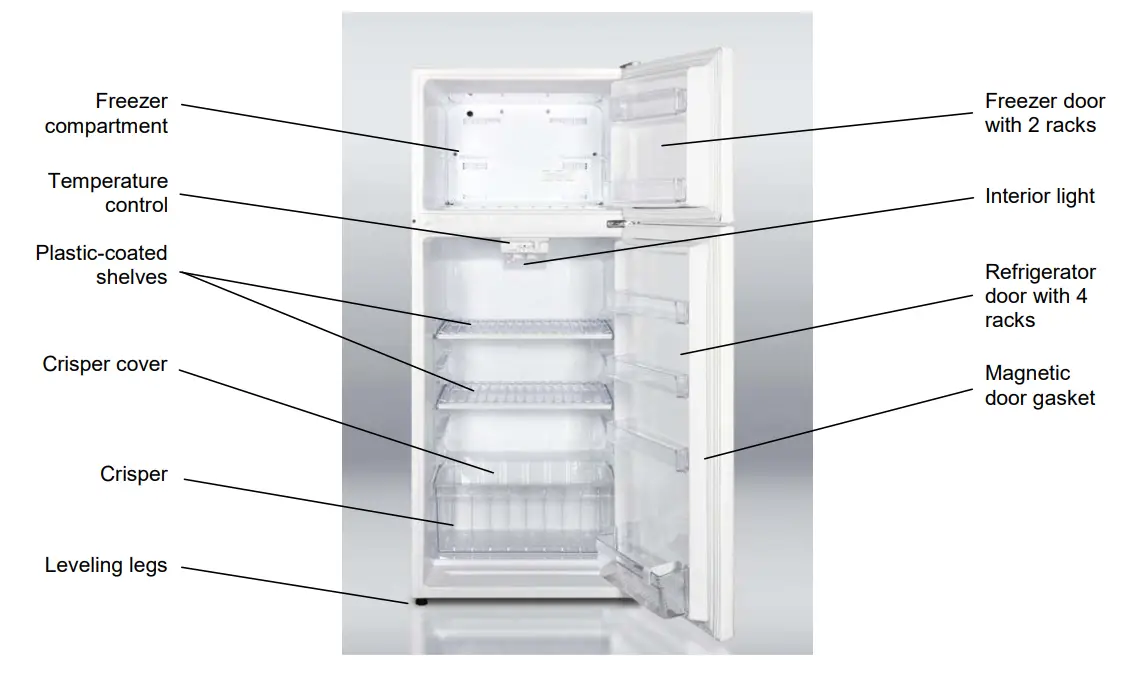 SUMMIT FF1118W Series Frost Free Refrigerator Freezer - parts