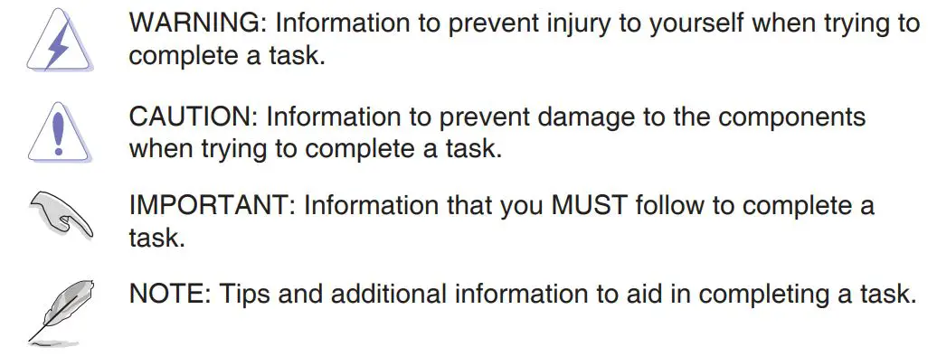 ASUS VG34V Series TUF Gaming Monitor User Guide - Conventions used in this guide