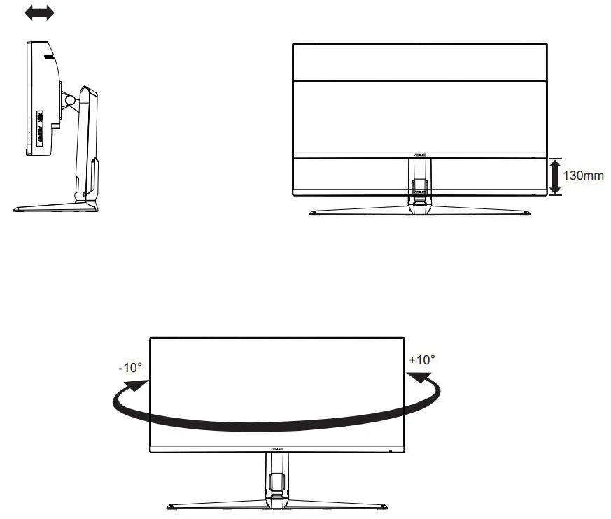 ASUS VG34V Series TUF Gaming Monitor User Guide - You can adjust the monitor’s angle