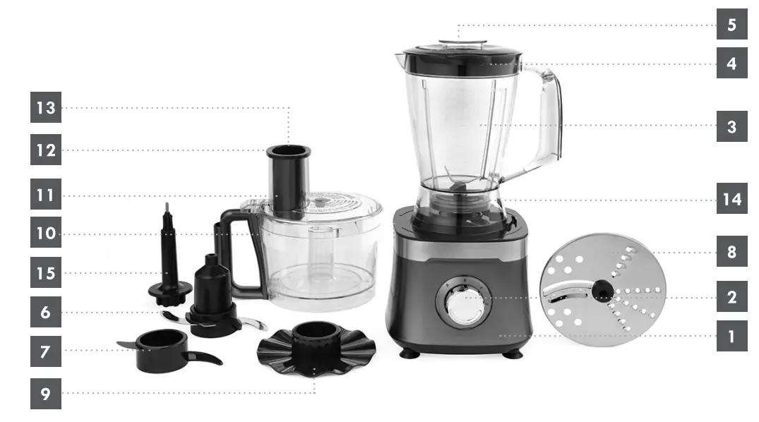 EK2827PGUNMETAL Progress Shimmer Food Processor and Blender